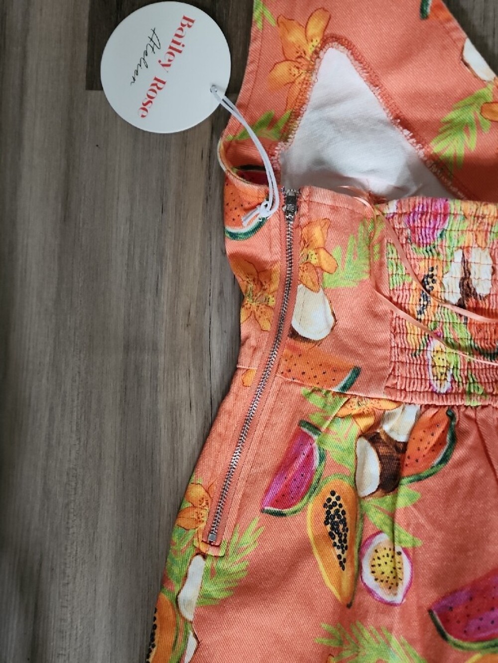 Womens Tropical Fruit Print Halter Top & Shorts Set - Orange - Picture 6 of 7